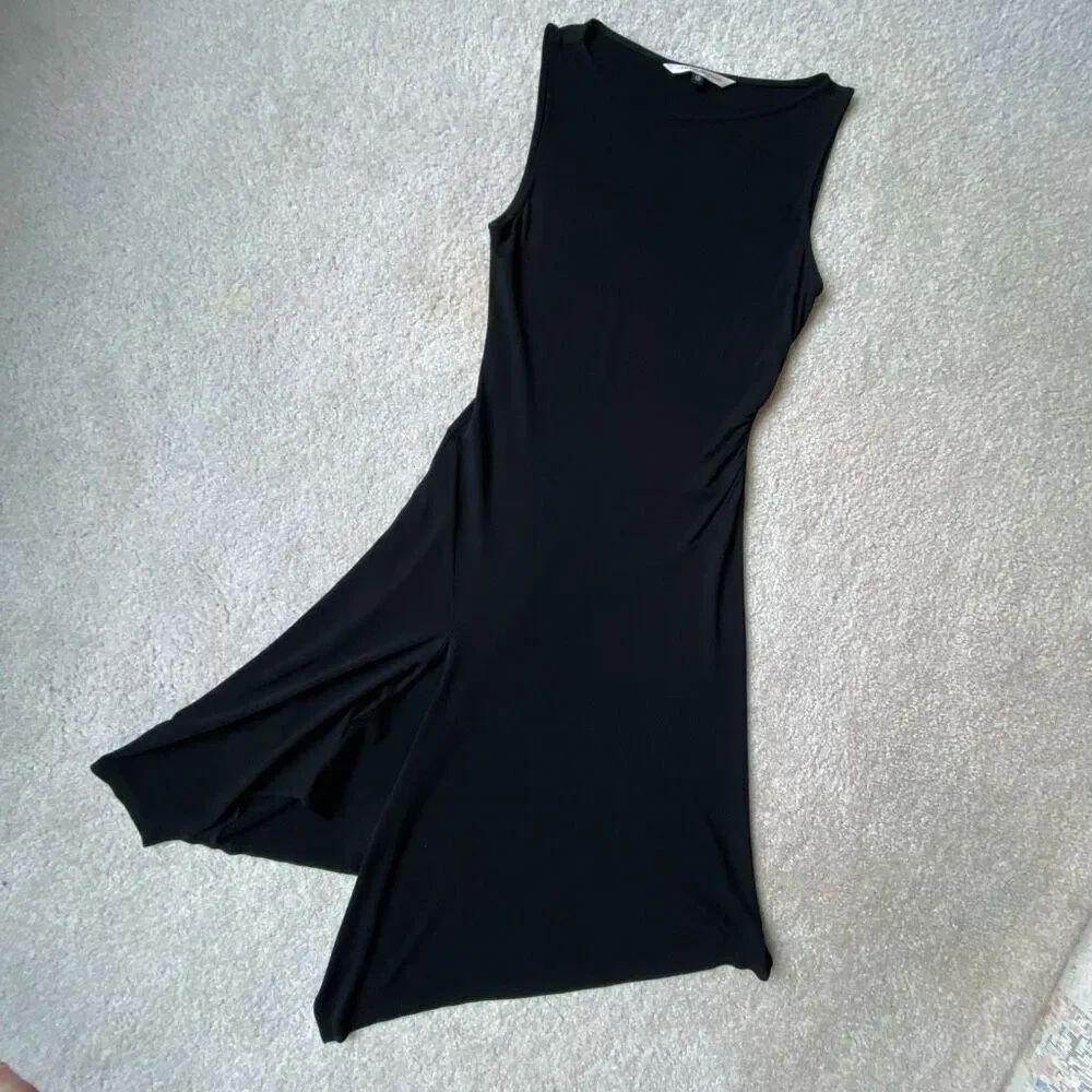 Diane von Furstenberg Asymmetric Sleeveless Black Dress Y2K Minimalist DVF